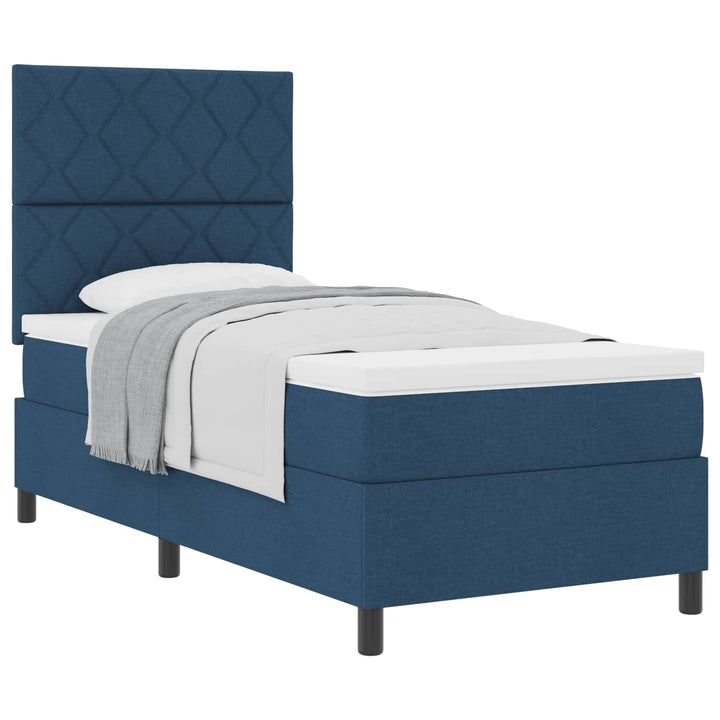 Box spring seng med hovedgærde Blå 90 x 190 cm Stof