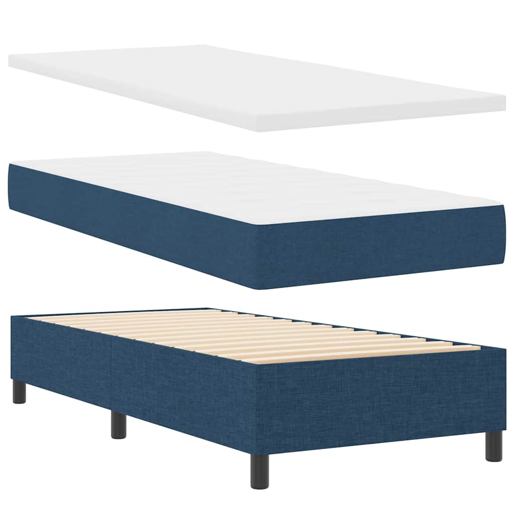Box spring seng med hovedgærde Blå 90 x 190 cm Stof