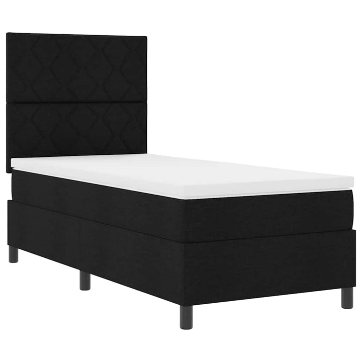 Box spring seng med hovedgærde Sort 90 x 200 cm Stof
