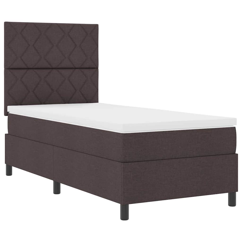 Box spring seng med hovedgærde Mørk Brun 90 x 200 cm Stof