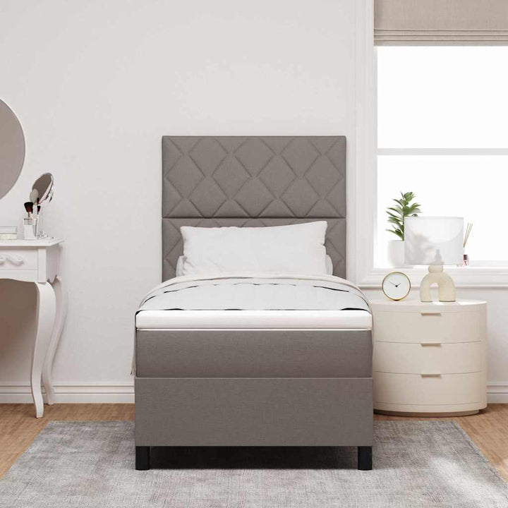Box spring seng med hovedgærde Gråbrun 90 x 200 cm Stof