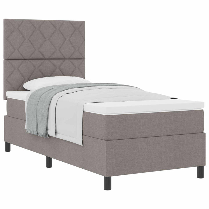 Box spring seng med hovedgærde Gråbrun 90 x 200 cm Stof