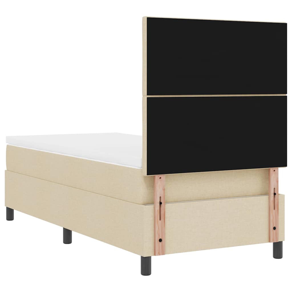 Box spring seng med hovedgærde Creme 90 x 200 cm Stof