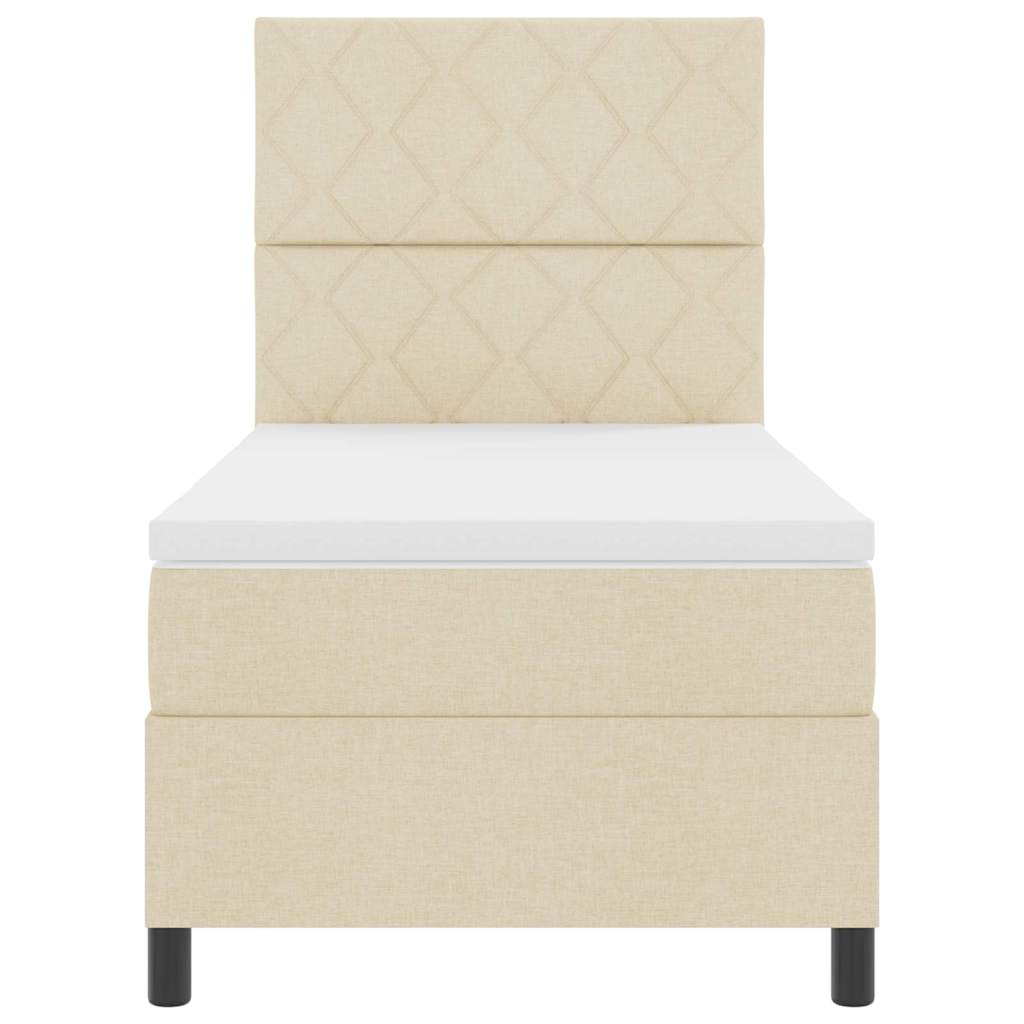 Box spring seng med hovedgærde Creme 90 x 200 cm Stof