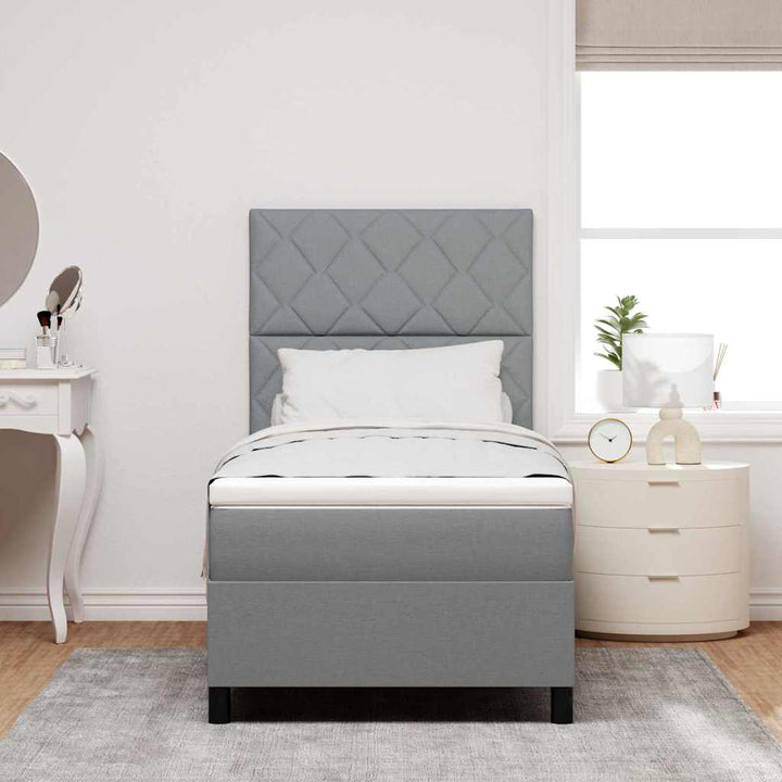Box spring seng med madras Lysegrå 100 x 200 cm Stof