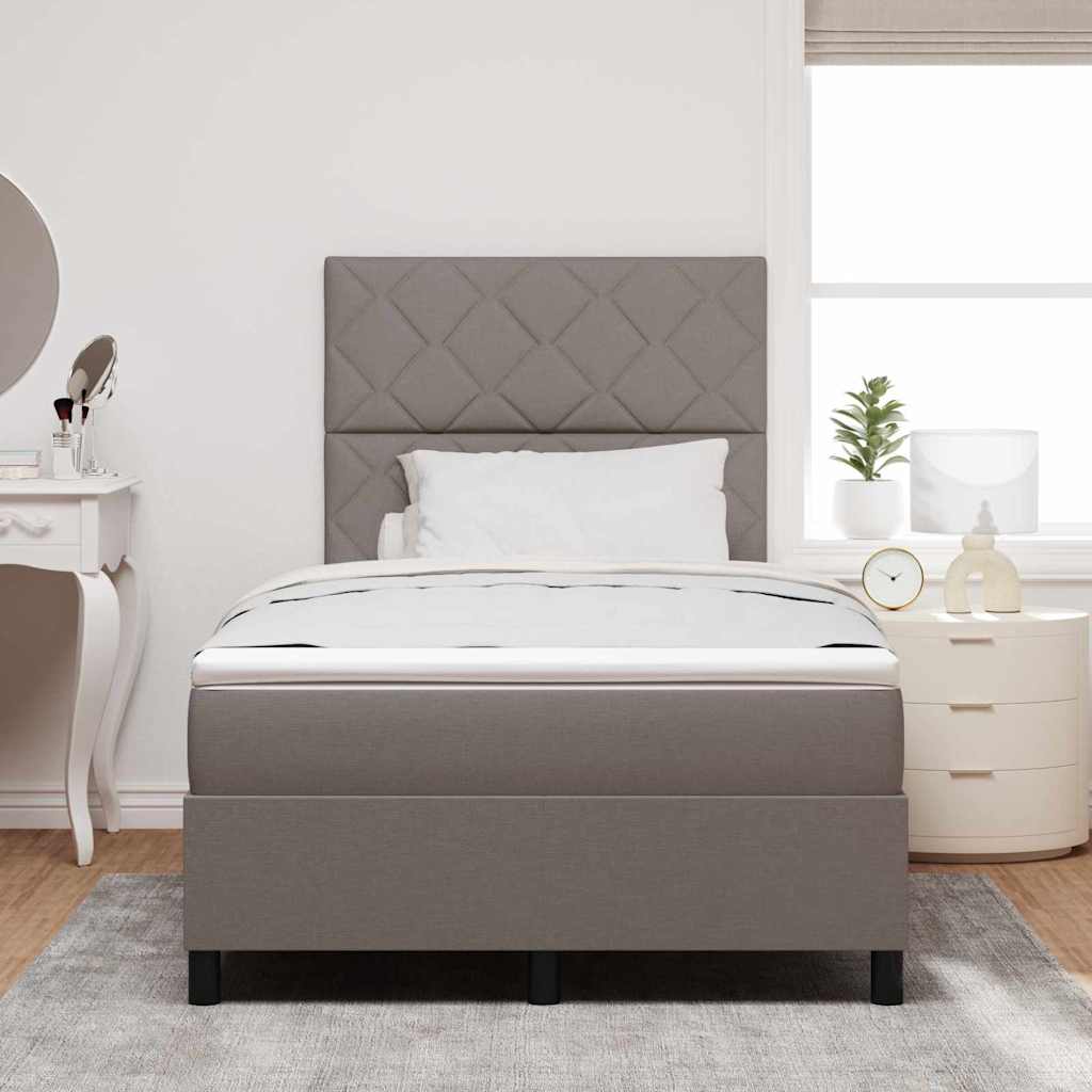 Box spring seng med hovedgærde Gråbrun 120 x 190 cm Stof