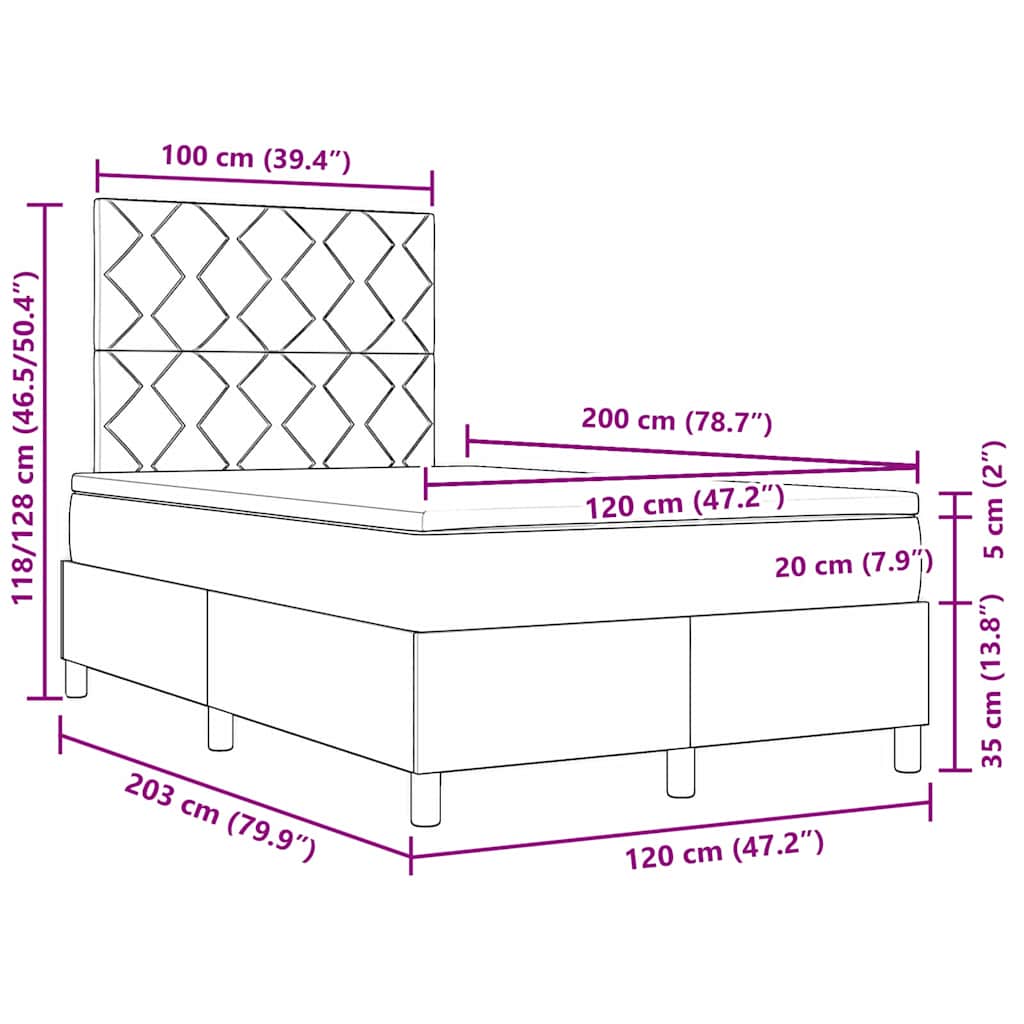 Box spring seng med madras Mørk Brun 120 x 200 cm Stof