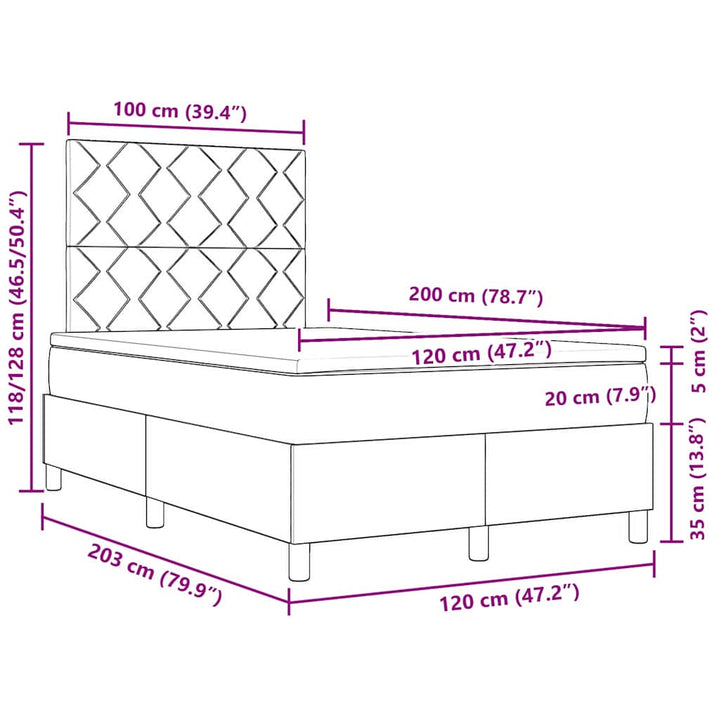 Box spring seng med madras Mørk Brun 120 x 200 cm Stof