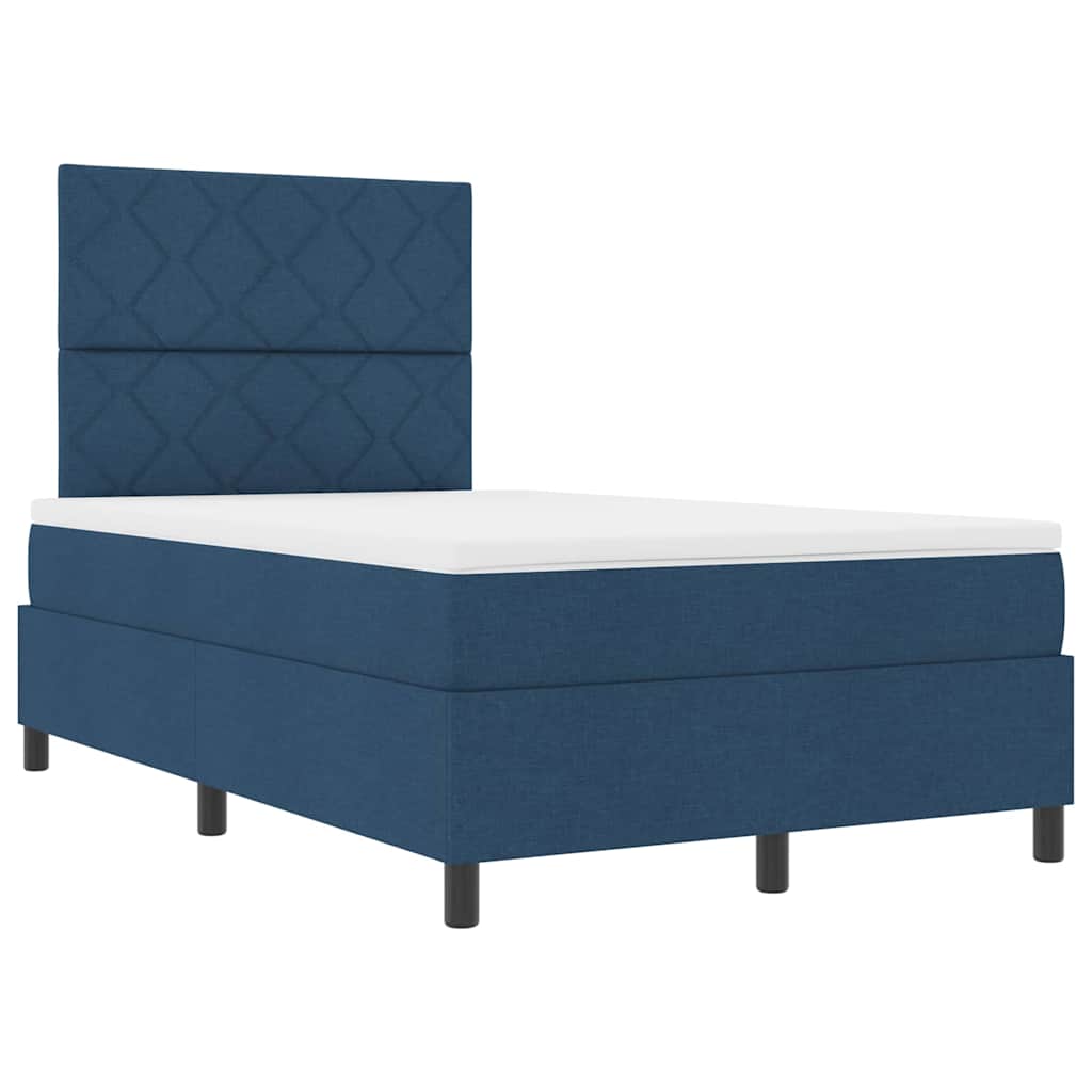 Box spring seng med madras med hovedgærde Blå 120 x 200 cm Stof