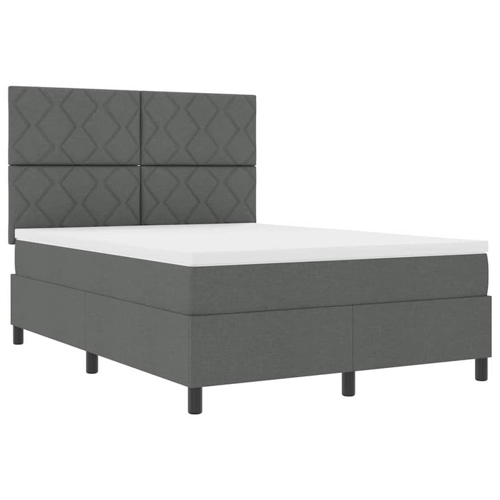 Box spring seng med hovedgærde Mørkegrå 140 x 190 cm Stof