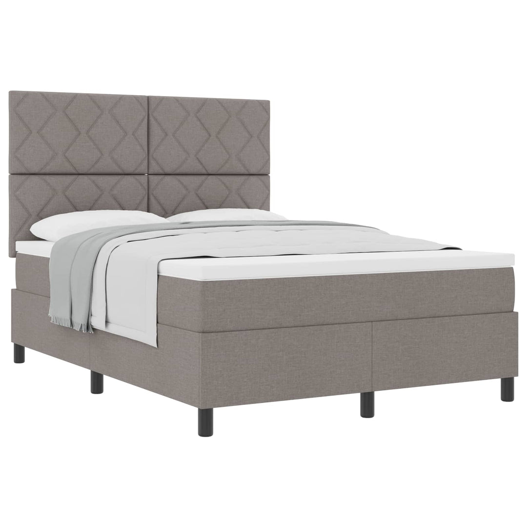 Box spring seng med hovedgærde Gråbrun 140 x 190 cm Stof