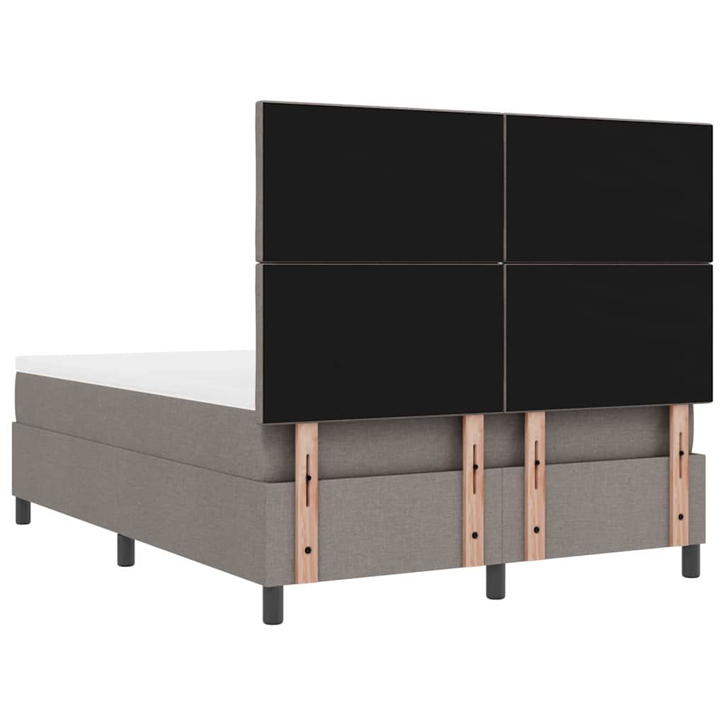 Box spring seng med hovedgærde Gråbrun 140 x 190 cm Stof