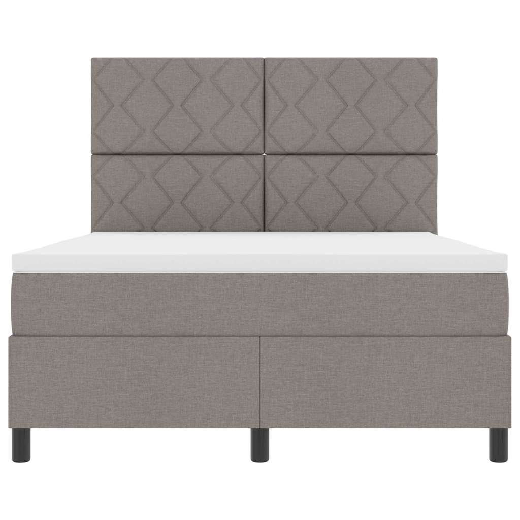 Box spring seng med hovedgærde Gråbrun 140 x 190 cm Stof