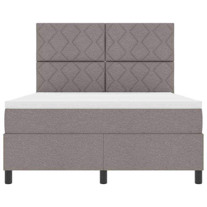 Box spring seng med hovedgærde Gråbrun 140 x 190 cm Stof