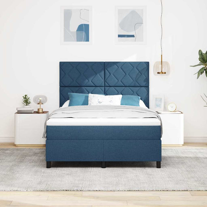 Box spring seng med hovedgærde Blå 140 x 190 cm Stof