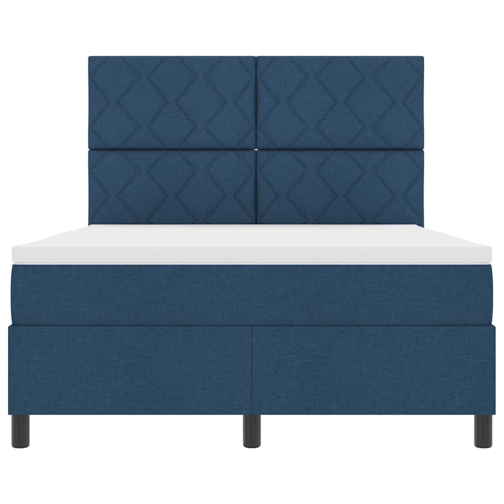 Box spring seng med hovedgærde Blå 140 x 190 cm Stof