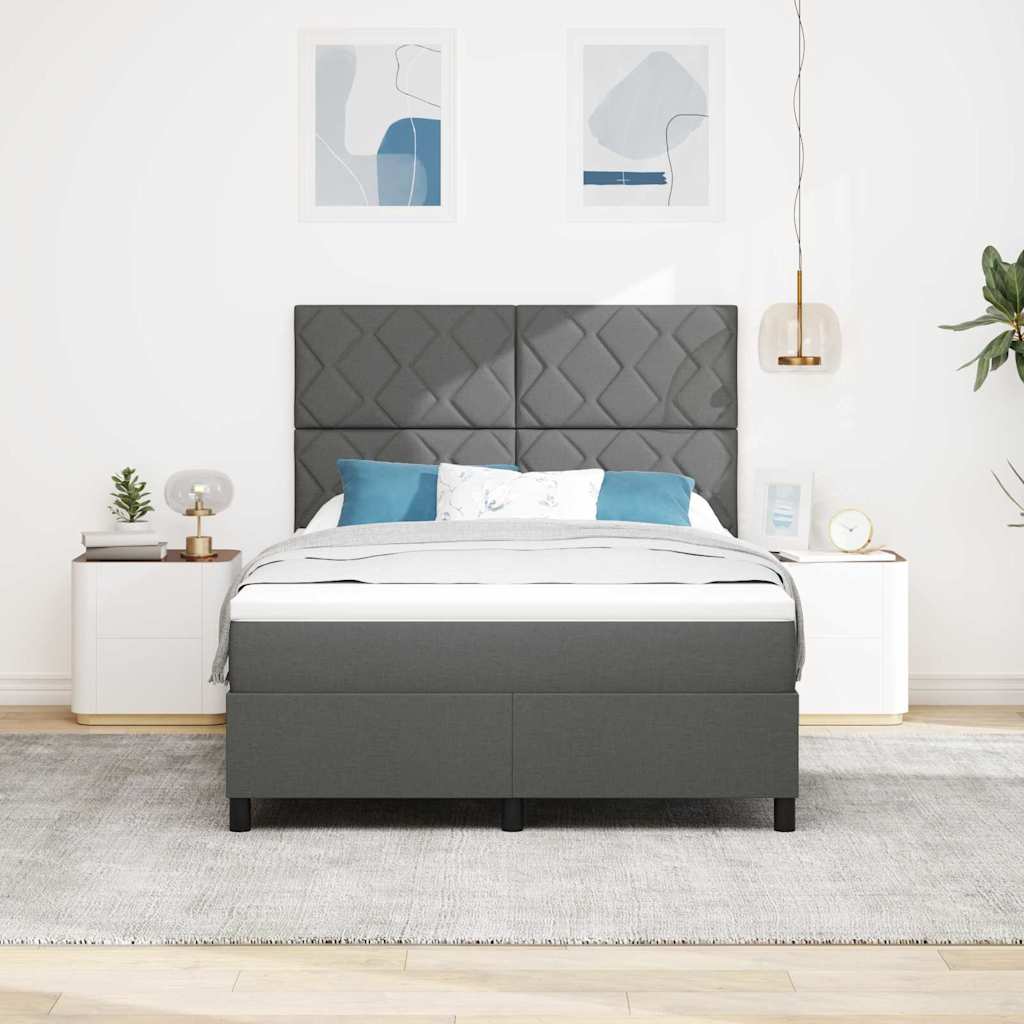 Box spring seng med hovedgærde Mørkegrå 140 x 200 cm Stof