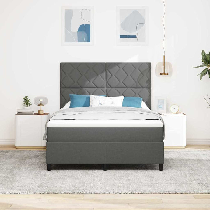 Box spring seng med hovedgærde Mørkegrå 140 x 200 cm Stof