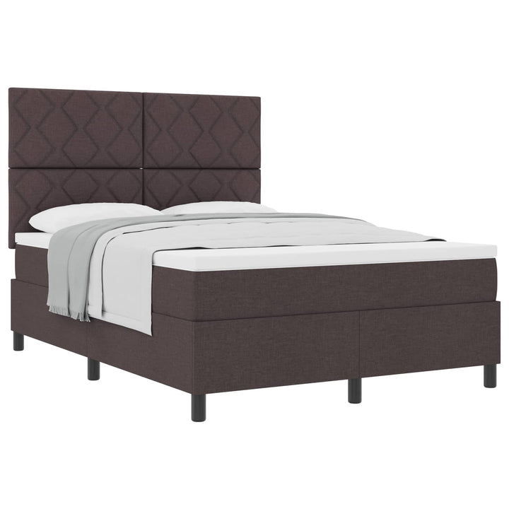 Box spring seng med hovedgærde Mørk Brun 140 x 200 cm Stof