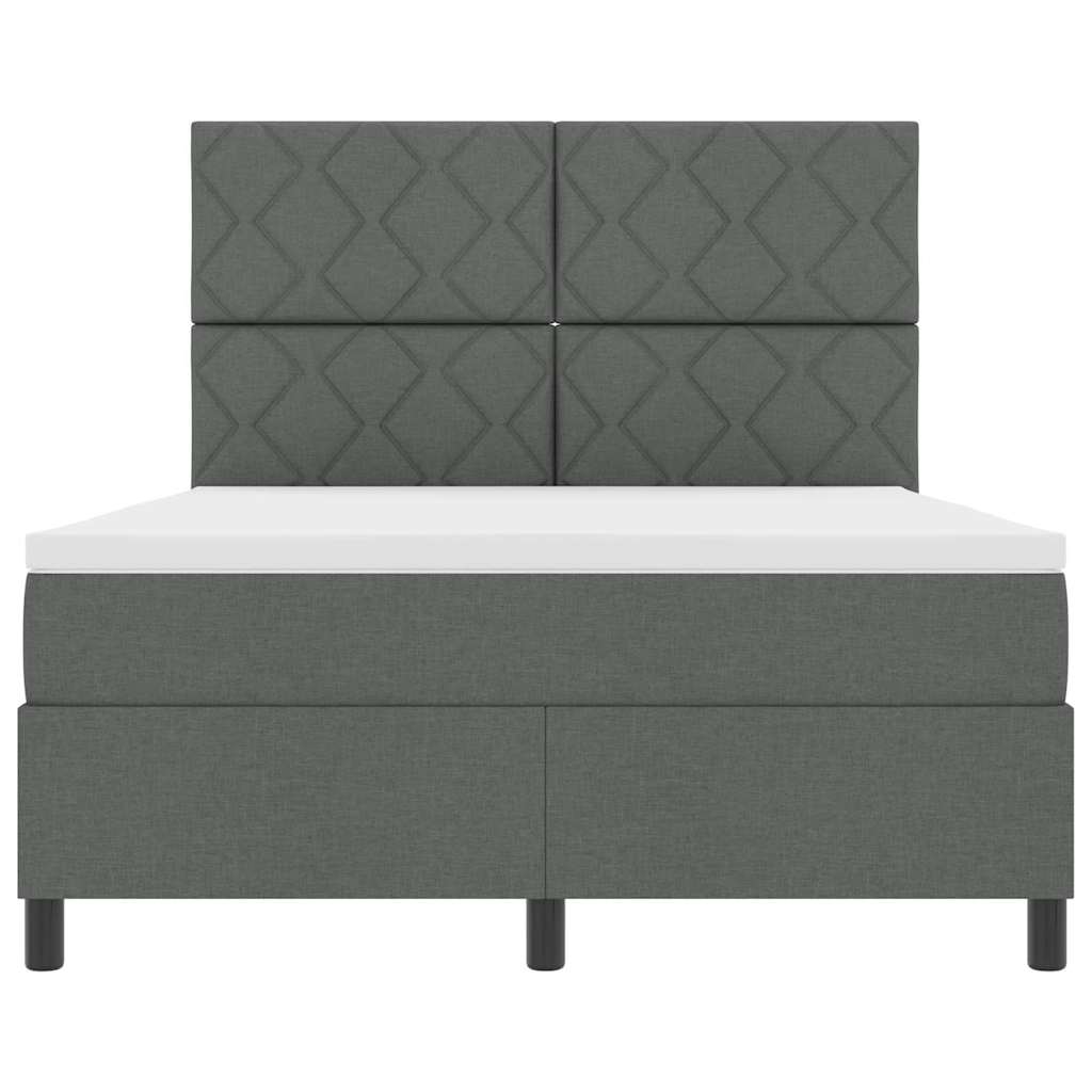 Box spring seng med hovedgærde Mørkegrå 160 x 200 cm Stof