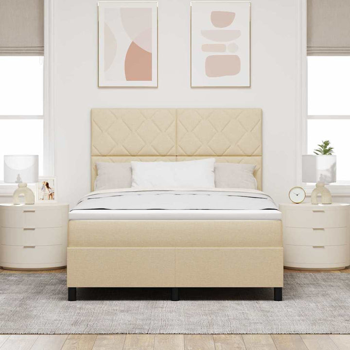 Box spring seng med hovedgærde Creme 160 x 200 cm Stof