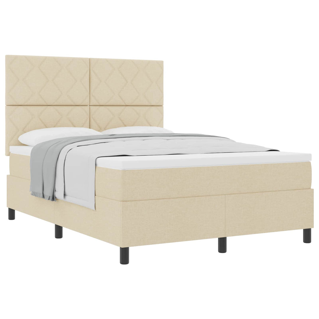 Box spring seng med hovedgærde Creme 160 x 200 cm Stof