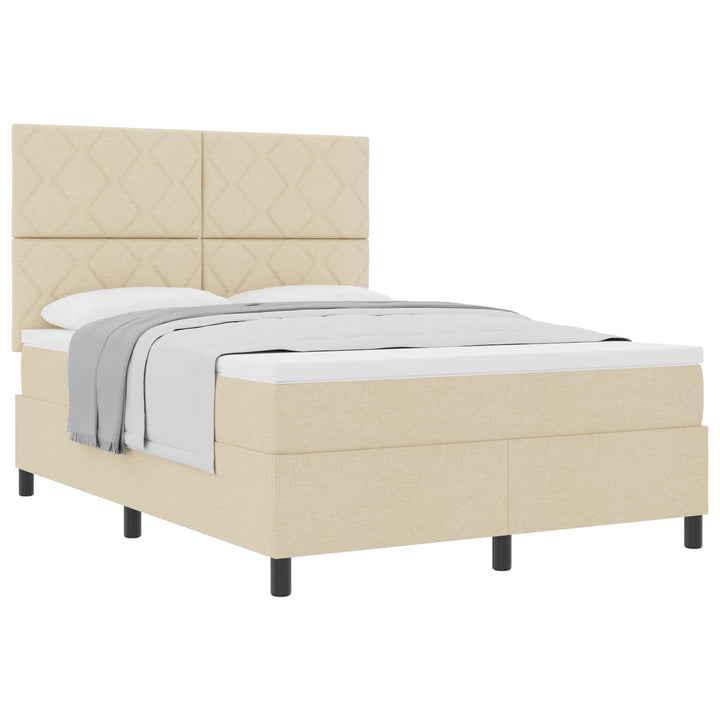 Box spring seng med hovedgærde Creme 160 x 200 cm Stof