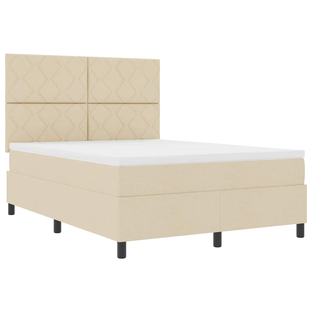 Box spring seng med hovedgærde Creme 160 x 200 cm Stof