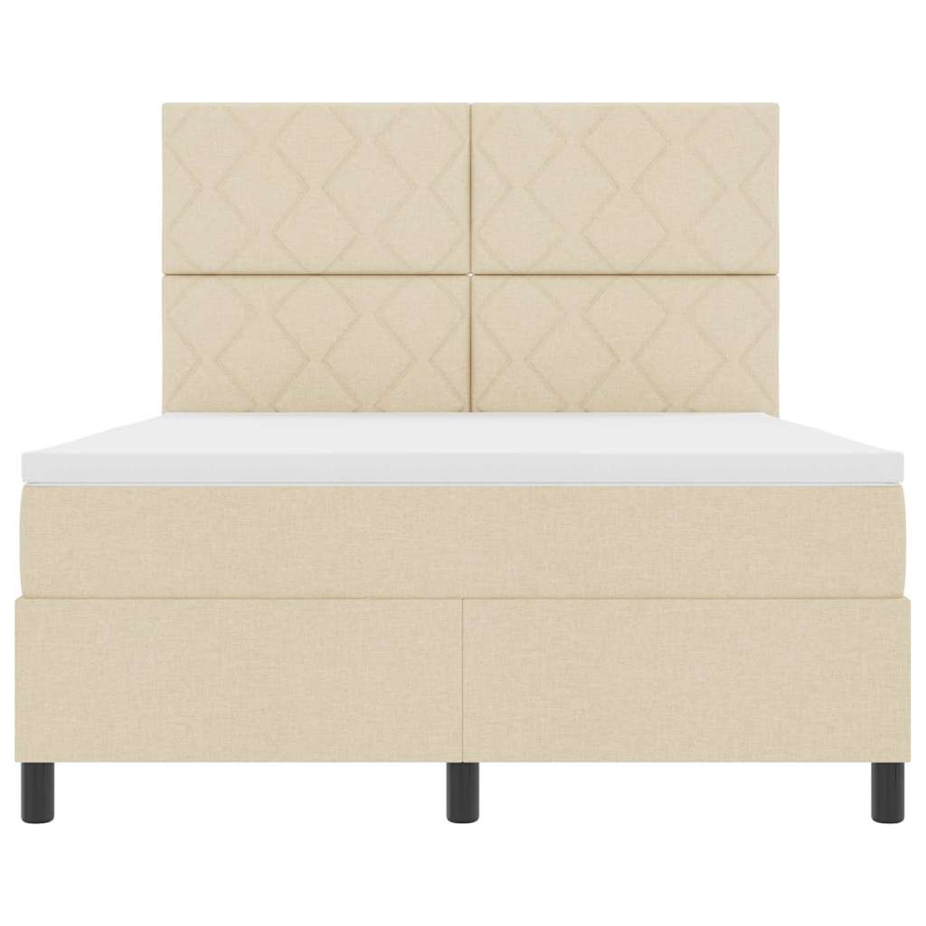Box spring seng med hovedgærde Creme 160 x 200 cm Stof