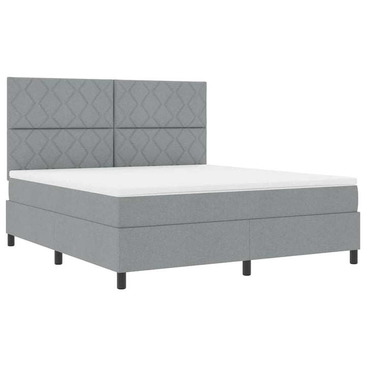 Box spring seng med hovedgærde Lysegrå 180 x 200 cm Stof