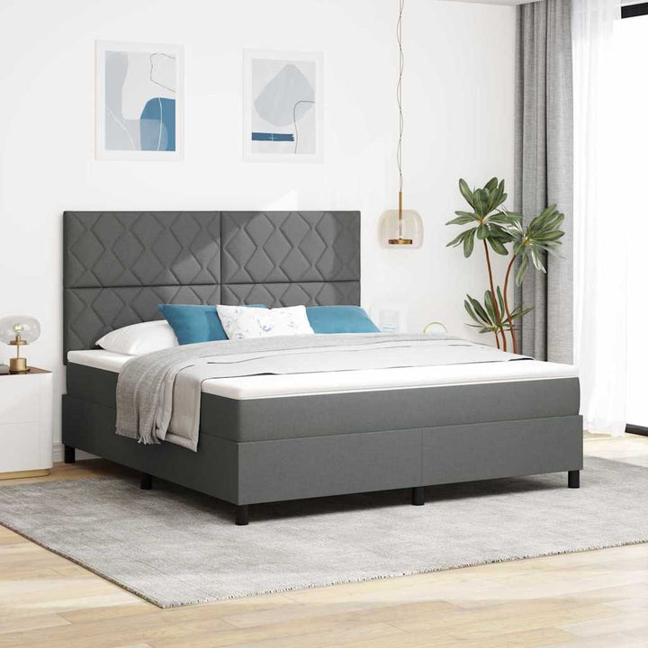 Box spring seng med hovedgærde Mørkegrå 180 x 200 cm Stof
