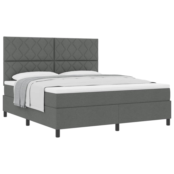 Box spring seng med hovedgærde Mørkegrå 180 x 200 cm Stof