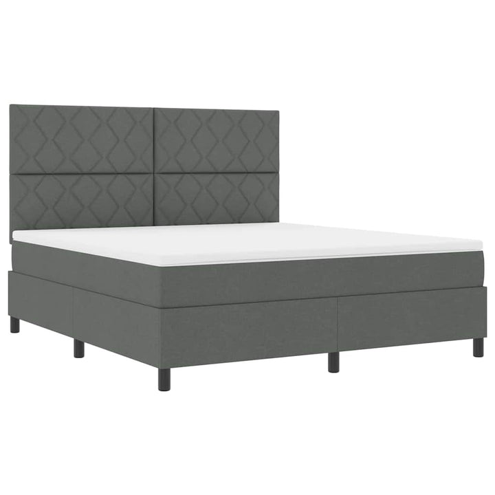 Box spring seng med hovedgærde Mørkegrå 180 x 200 cm Stof