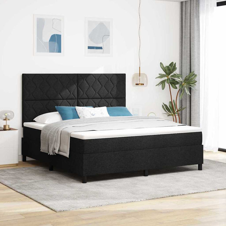 Box spring seng med hovedgærde Sort 180 x 200 cm Stof