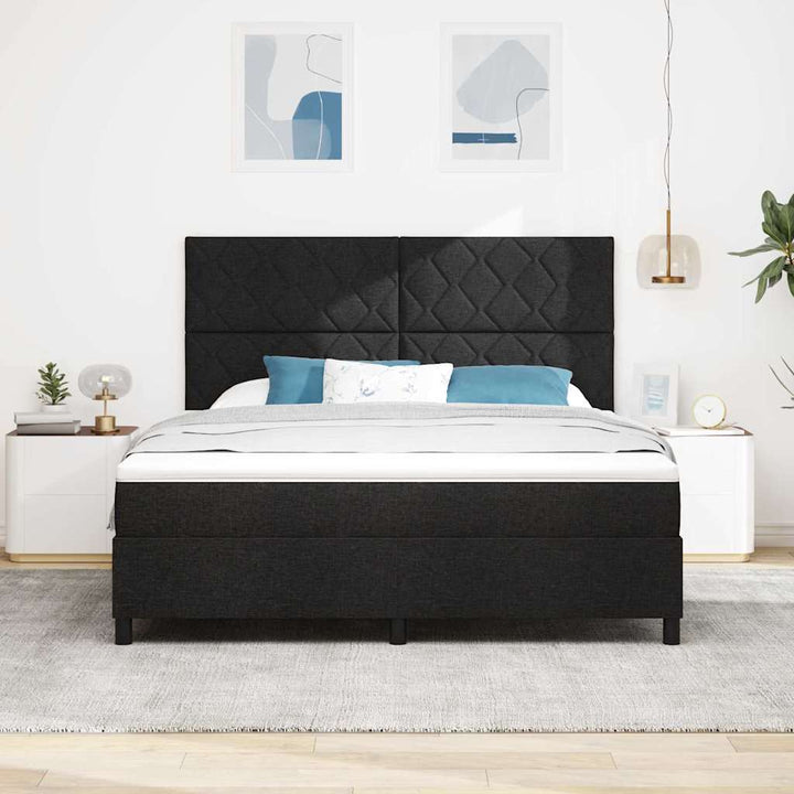 Box spring seng med hovedgærde Sort 180 x 200 cm Stof
