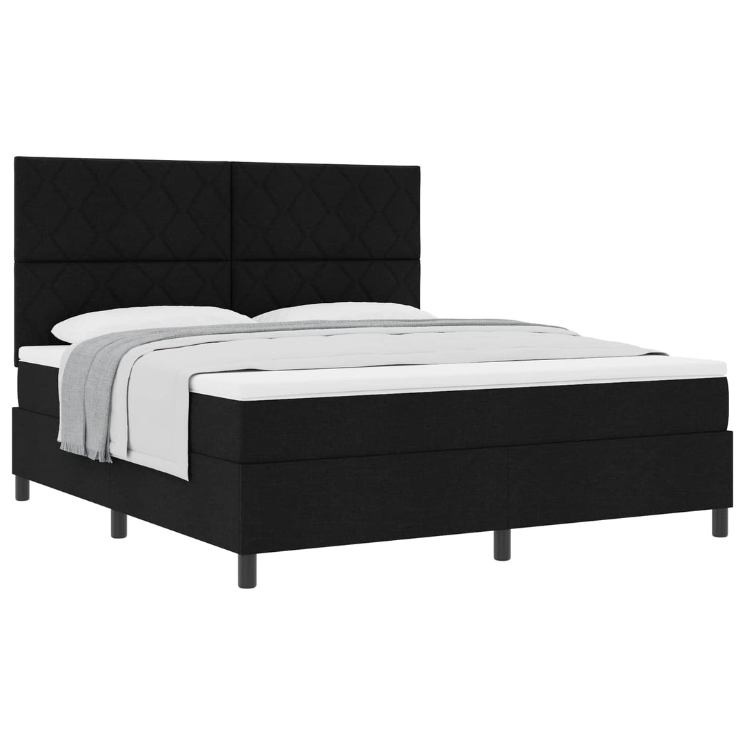 Box spring seng med hovedgærde Sort 180 x 200 cm Stof