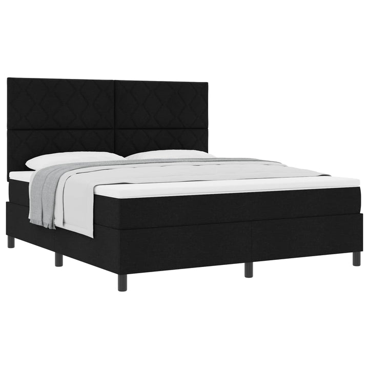 Box spring seng med hovedgærde Sort 180 x 200 cm Stof