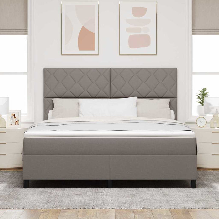 Box spring seng med hovedgærde Gråbrun 180 x 200 cm Stof
