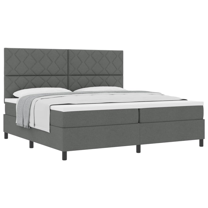 Box spring seng med hovedgærde Mørkegrå 200 x 200 cm Stof