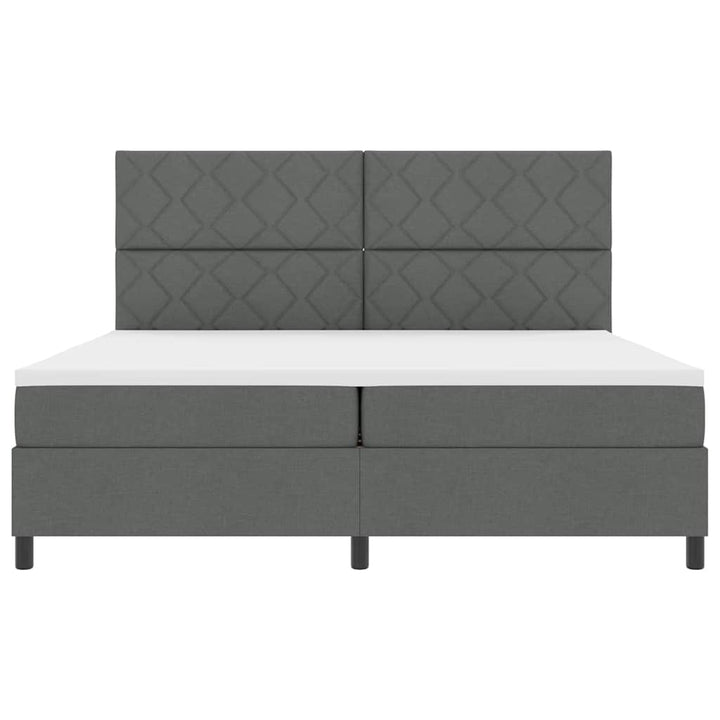 Box spring seng med hovedgærde Mørkegrå 200 x 200 cm Stof