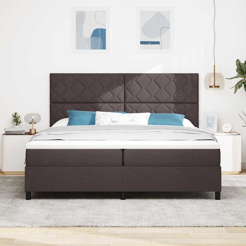 Box spring seng med madras Mørk Brun 200 x 200 cm Stof
