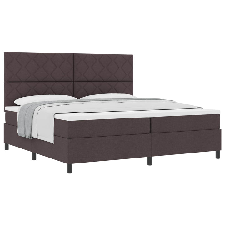 Box spring seng med madras Mørk Brun 200 x 200 cm Stof