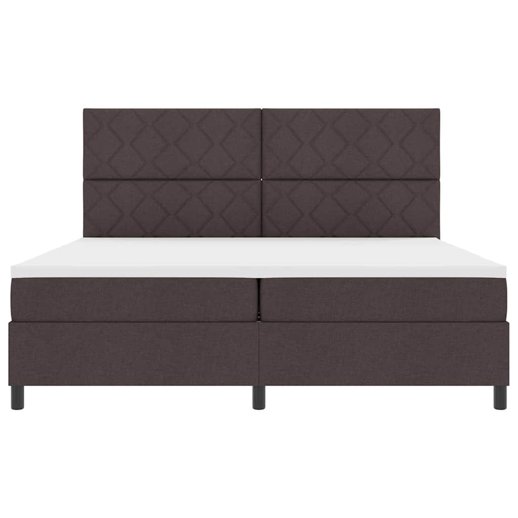 Box spring seng med madras Mørk Brun 200 x 200 cm Stof