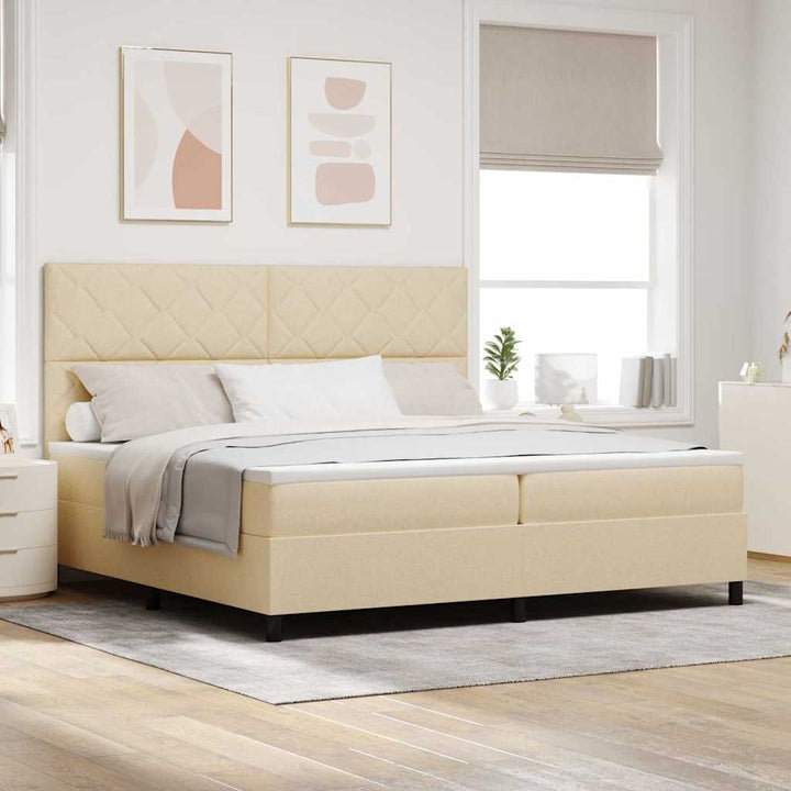 Box spring seng med madras Creme 200 x 200 cm Stof