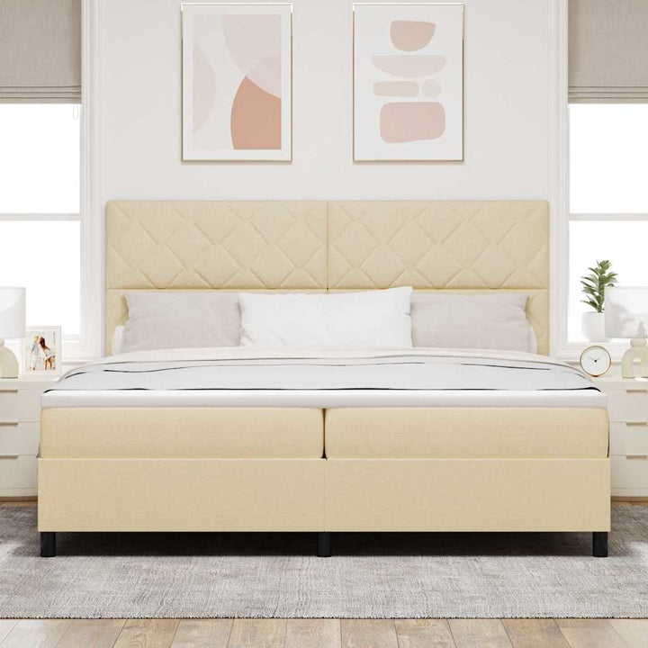 Box spring seng med madras Creme 200 x 200 cm Stof
