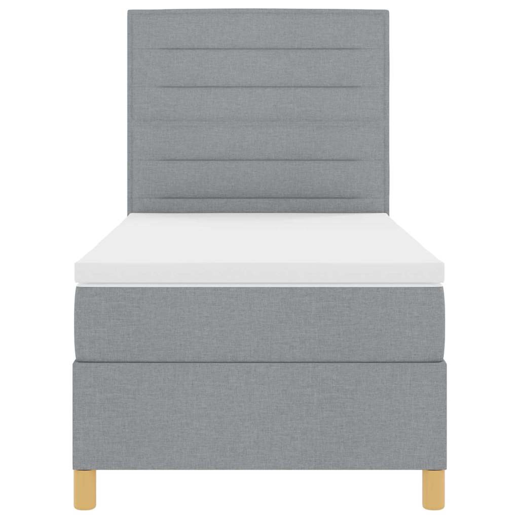Box spring seng med madras Lysegrå 80 x 200 cm Stof