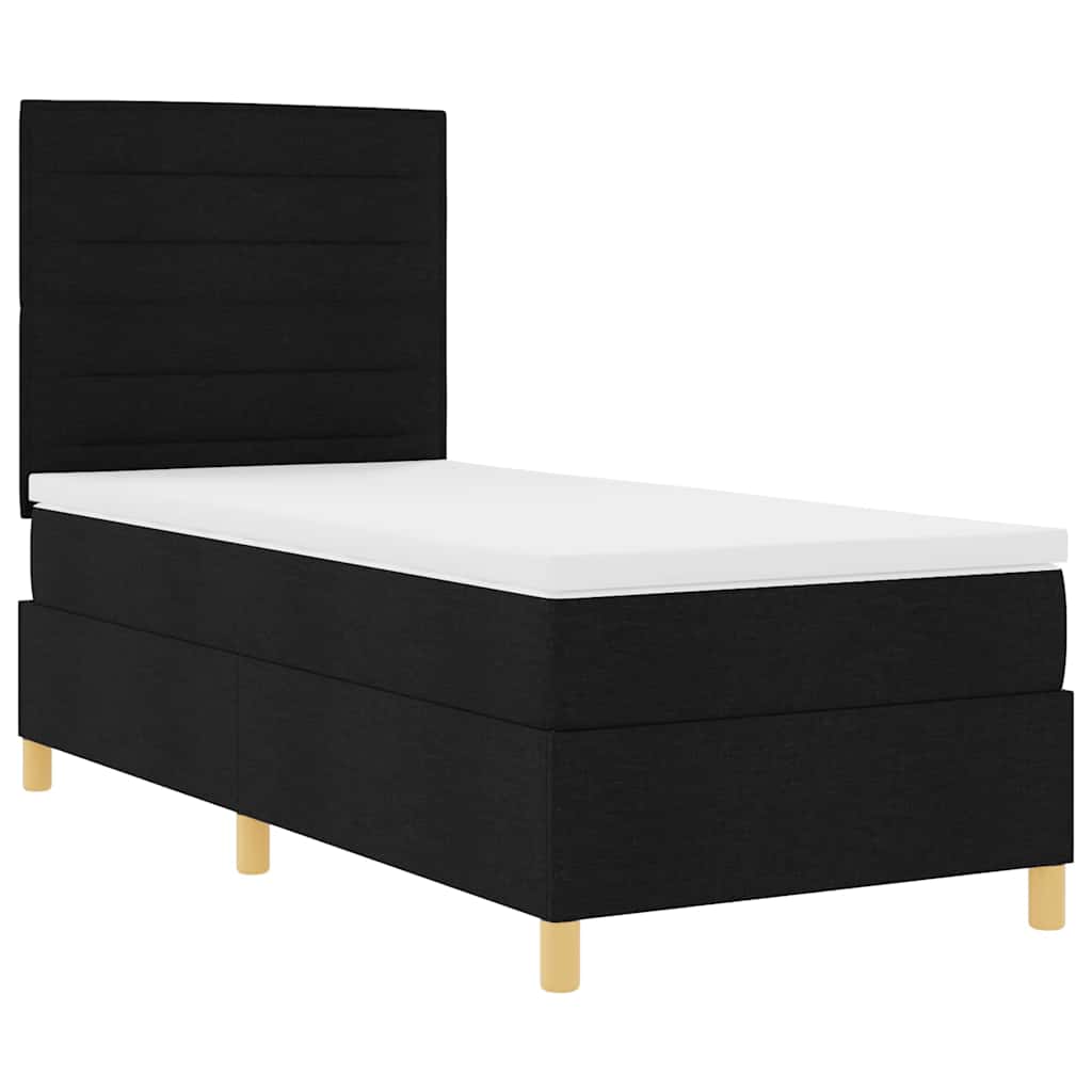 Box spring seng med madras med hovedgærde Sort 80 x 200 cm Stof