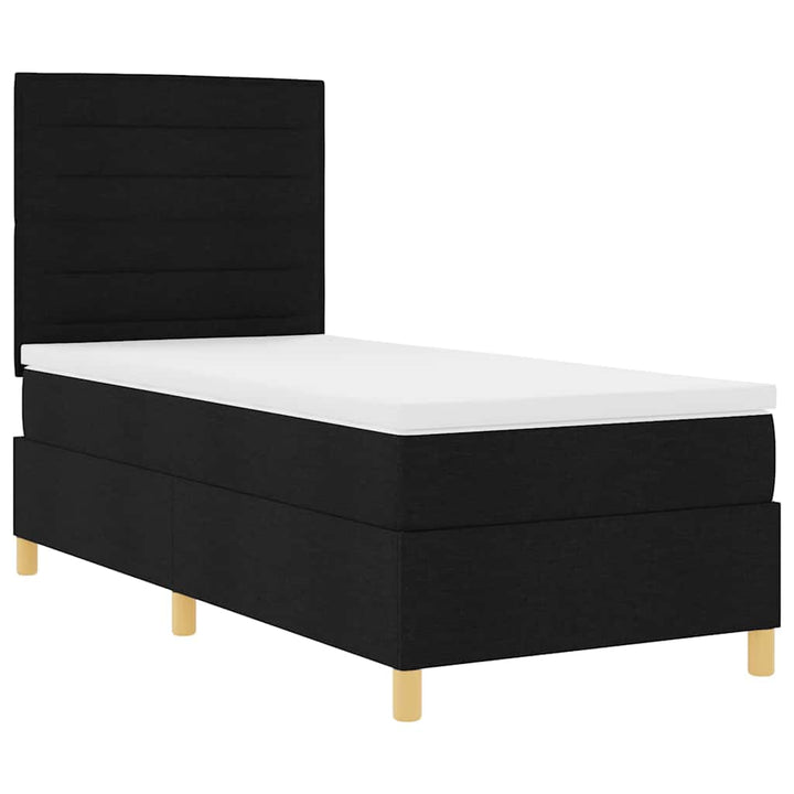 Box spring seng med madras med hovedgærde Sort 80 x 200 cm Stof