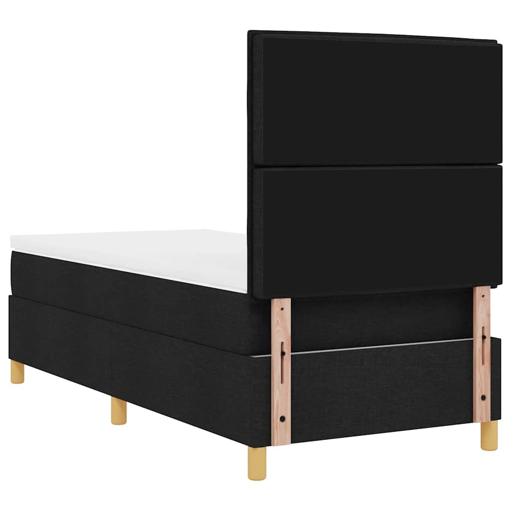 Box spring seng med madras med hovedgærde Sort 80 x 200 cm Stof