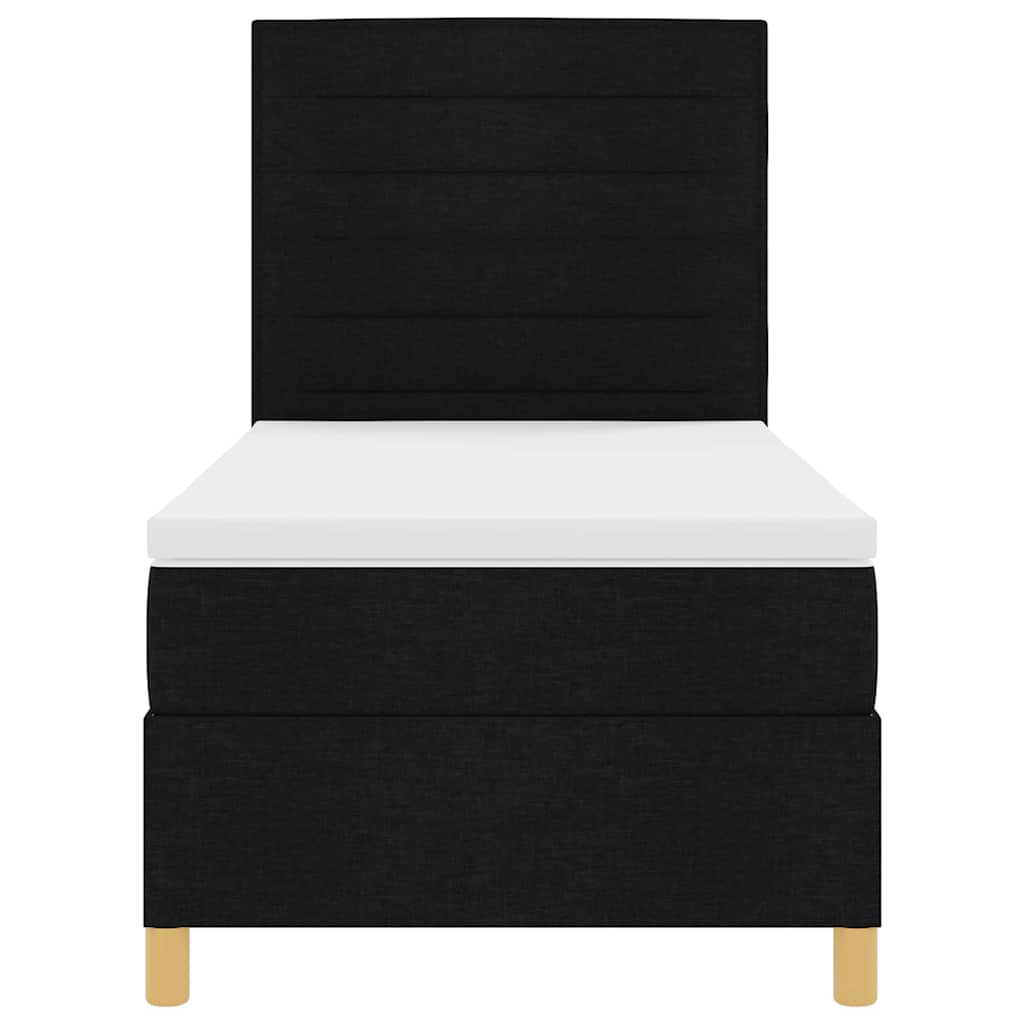Box spring seng med madras med hovedgærde Sort 80 x 200 cm Stof